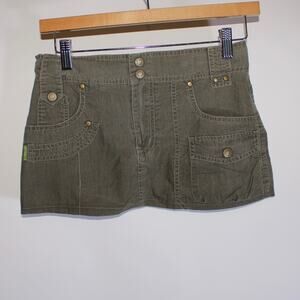 Y2K Why And 1/2 Girls Olive Green Cargo Denim Mini Skirt